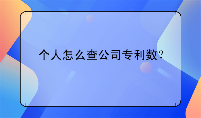 個人怎么查公司專利數(shù)？