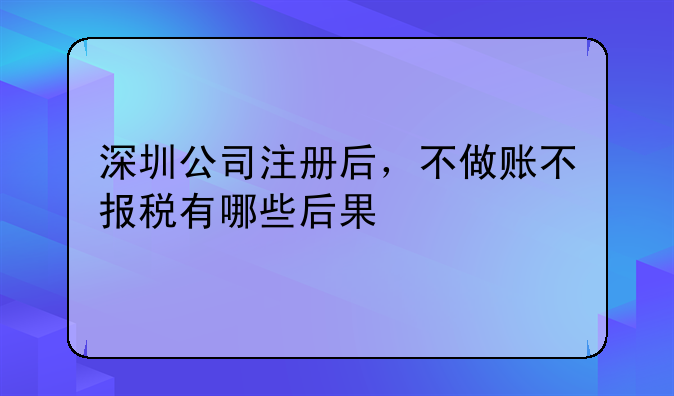 深圳公司注冊后，不做賬不報稅有哪些后果