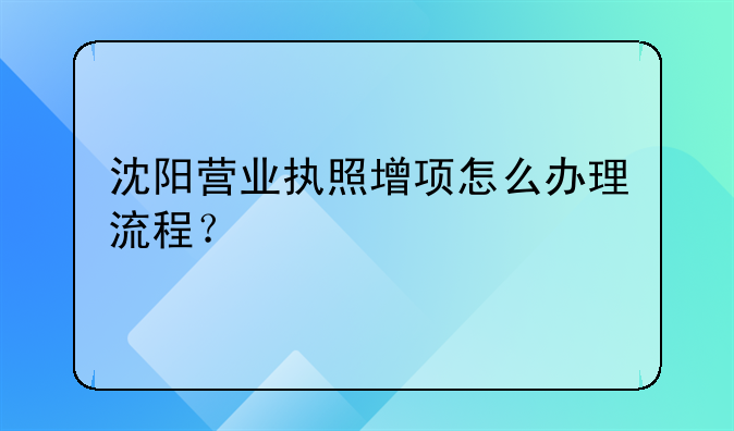 沈陽營業(yè)執(zhí)照增項(xiàng)怎么辦理流程？