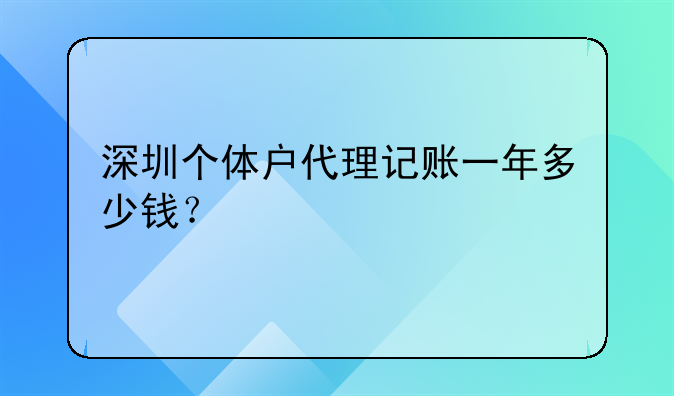 深圳個體戶代理記賬一年多少錢？