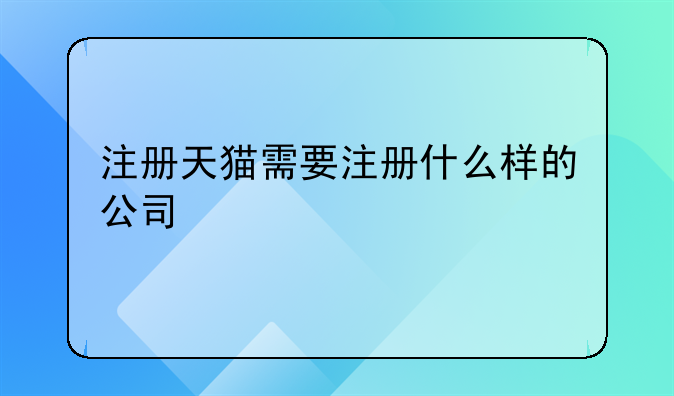 注冊天貓需要注冊什么樣的公司